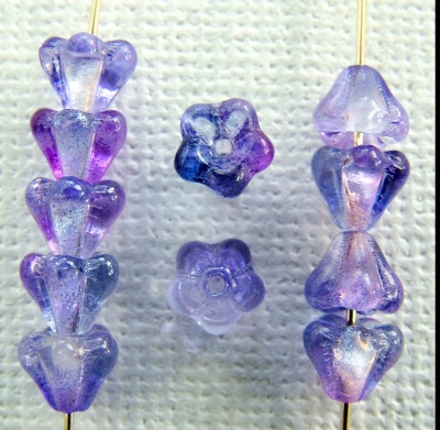 Flower Bell Purple 6mm Ultraviolet K3216 Chech Glass Bead x 50